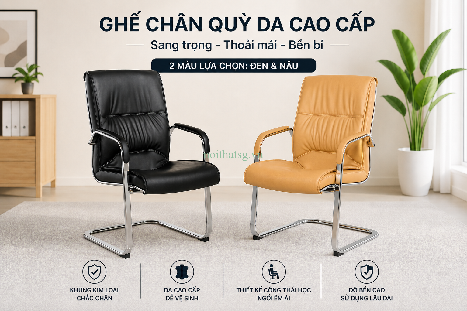 Top 2 Mẫu Ghế Chân Quỳ Phòng Họp Được Yêu Thích Nhất Hiện Nay Cho Doanh Nghiệp 1 Ghế chân quỳ phòng họp
