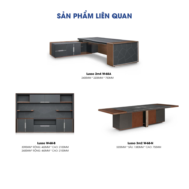 Ảnh mô tả sản phẩm - Bàn lãnh đạo Lusso 2m4 W-68A