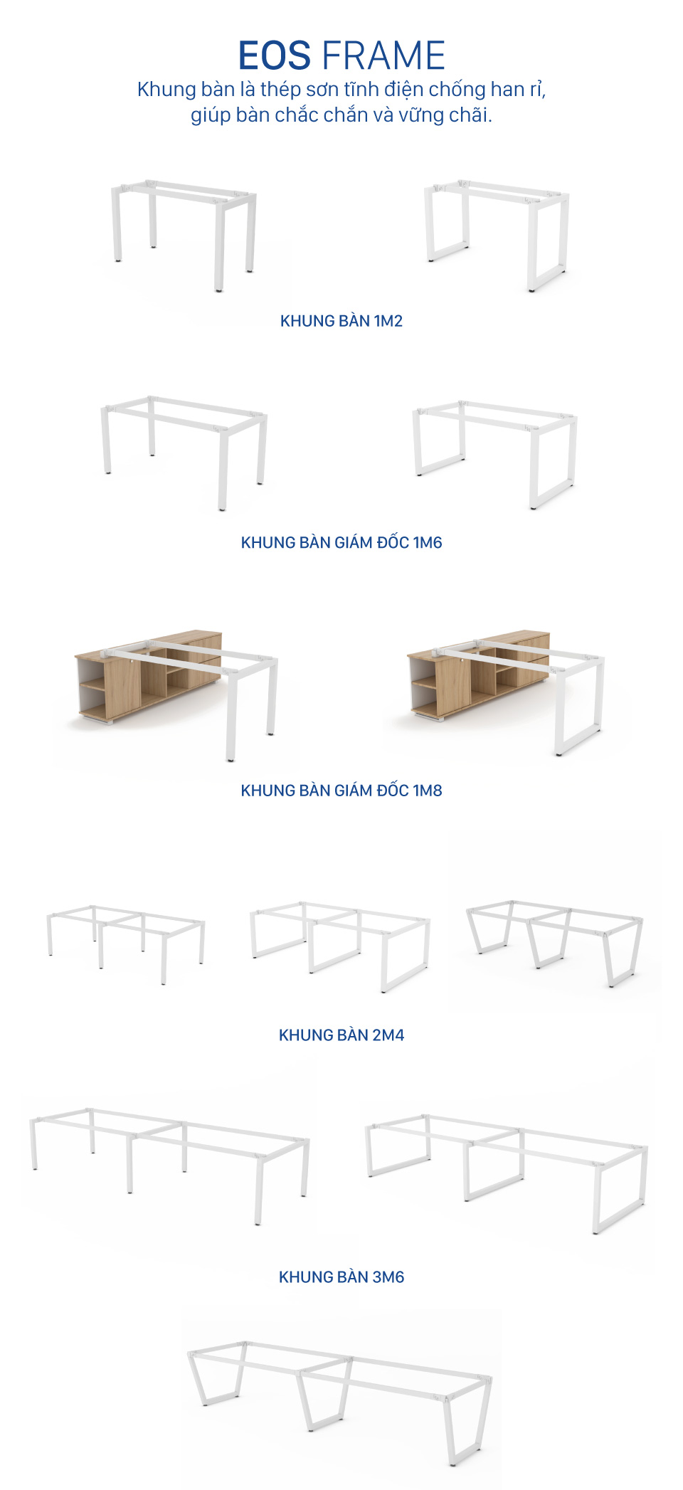 Ảnh mô tả sản phẩm - Bàn chân vuông chữ U Erid 1m2 EU12T-Y-T