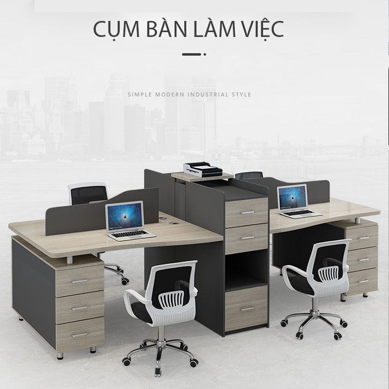 Ảnh mô tả sản phẩm - Cụm bàn làm việc 6 người Hana HA06