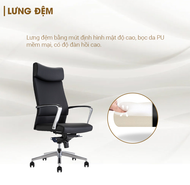 Ảnh mô tả sản phẩm - Ghế lãnh đạo da Halley HD11