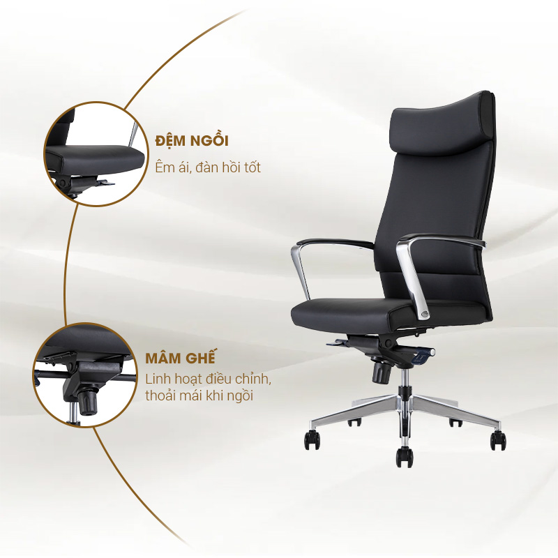Ảnh mô tả sản phẩm - Ghế lãnh đạo da Halley HD11