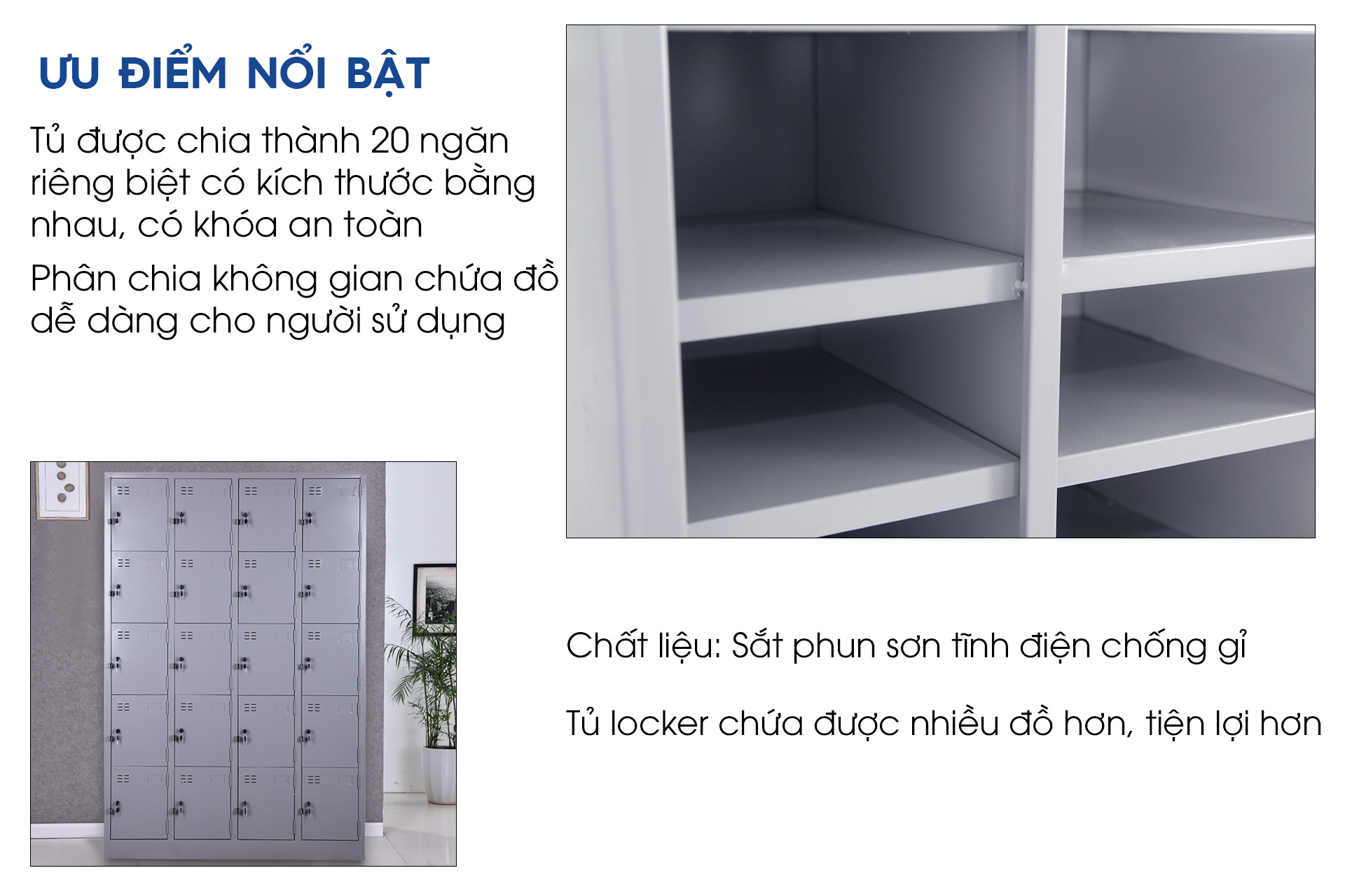 Ảnh mô tả sản phẩm - Tủ locker sắt 20 ngăn LK20