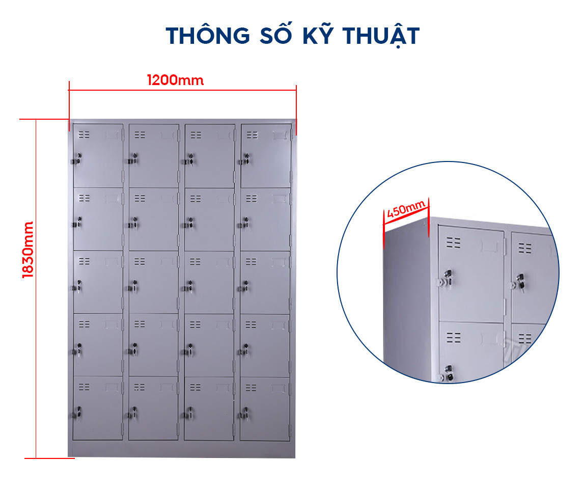 Ảnh mô tả sản phẩm - Tủ locker sắt 20 ngăn LK20